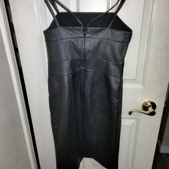 BCBG MaxAzria faux black leather Strappy cocktail dress as 4 - Picture 3 of 7
